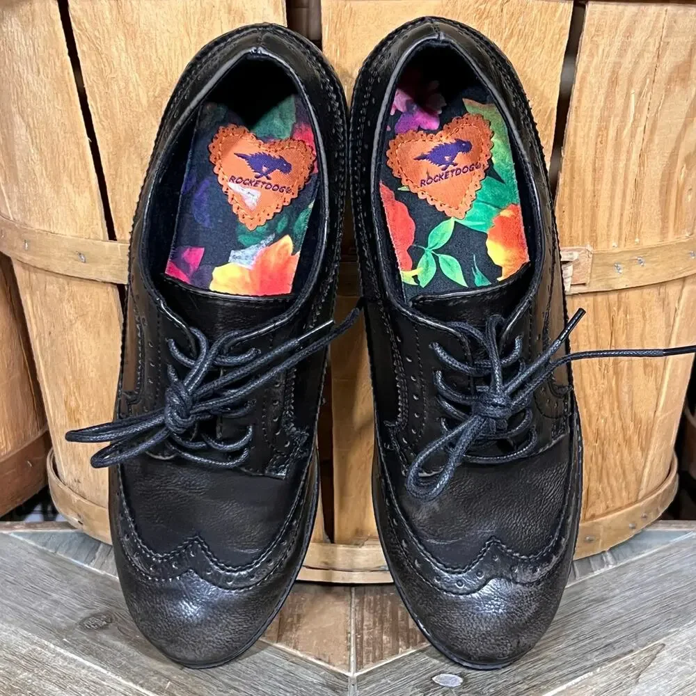 Rocket Dog Jerome Nightscope Faux Brown Leather Oxfords Womens Size 8